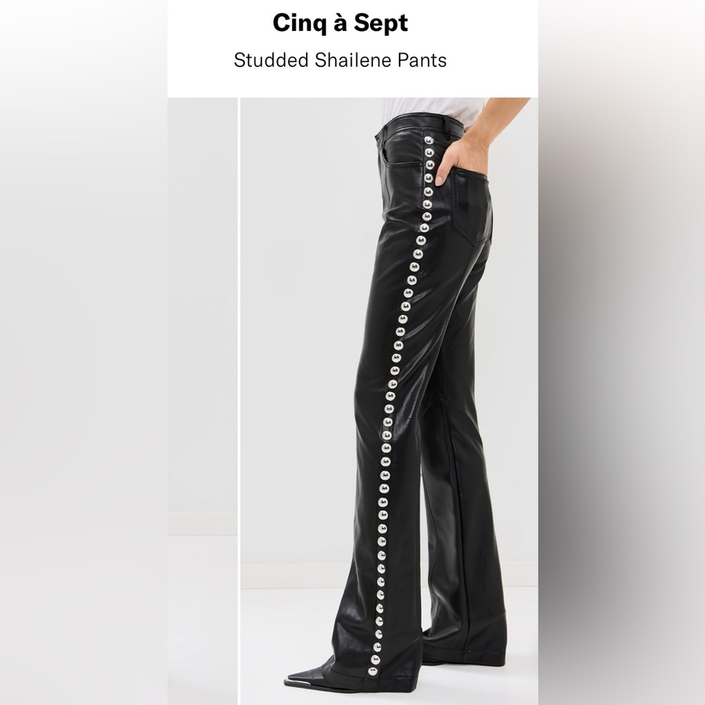 Shailene Stud Detail Vegan Leather Pants